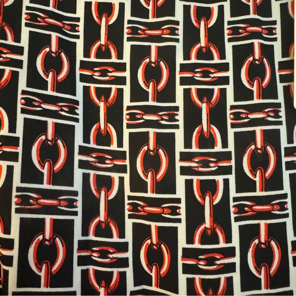 Moussy New Size 6 Shift Dress Red Black Chain Link Print Pockets 3/4 Sleeves - Picture 11 of 14